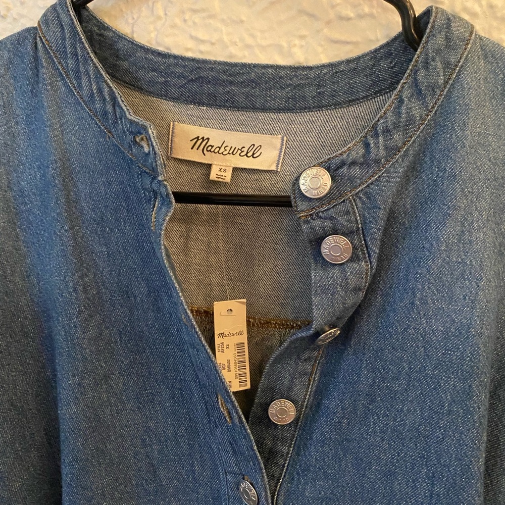 Madewell denim blue jean long sleeve mini dress